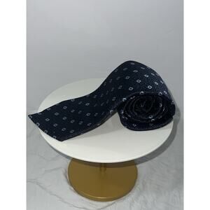 Ermenegildo Zegna Blue Flower Medallion Geometric 100% Silk Tie 3.5 x 58